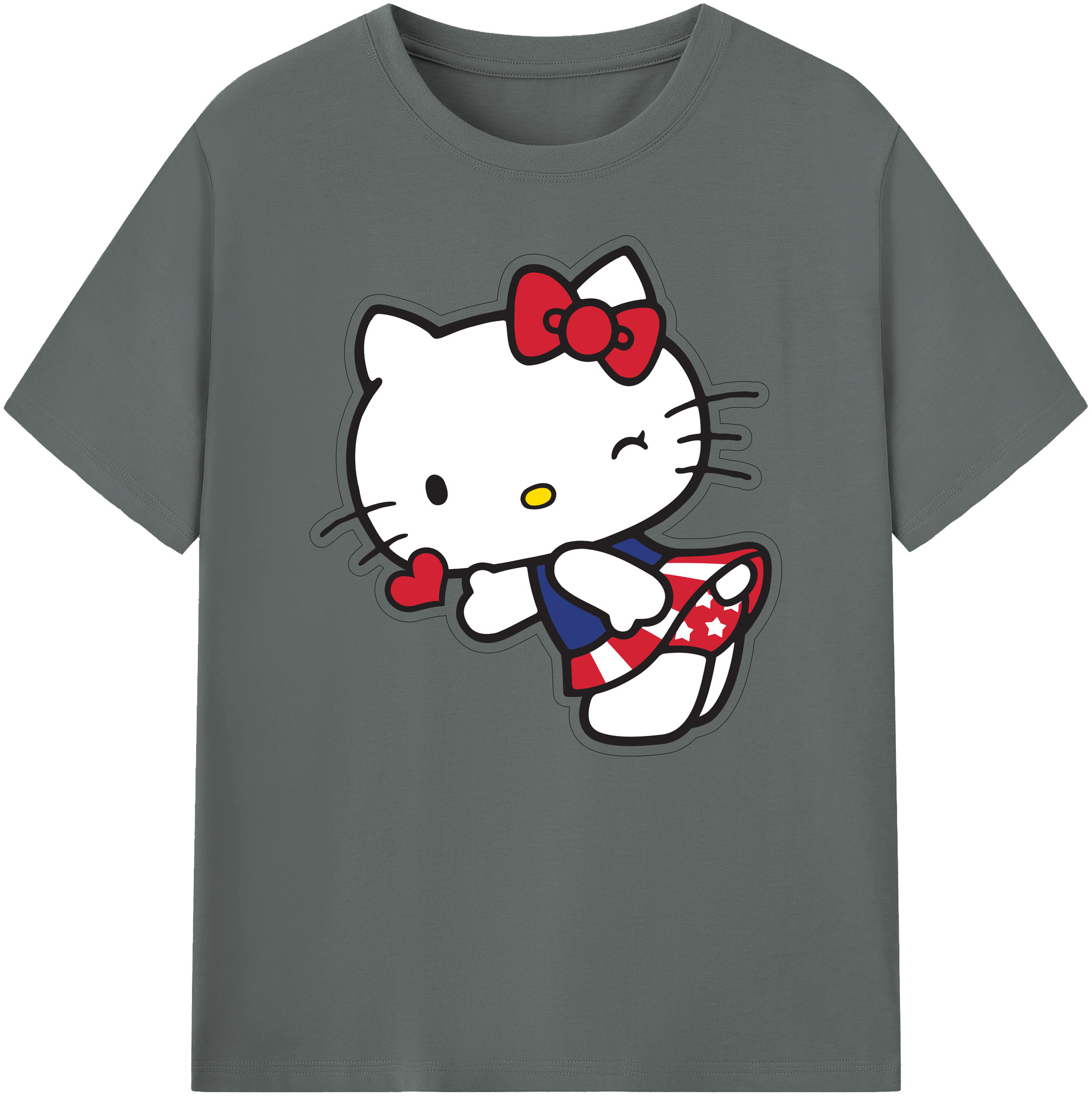 （画像用） Hello Kitty ハローキティ 綿100％ メンズ半袖Tシャツ｜肌触りやわらか＆通気性